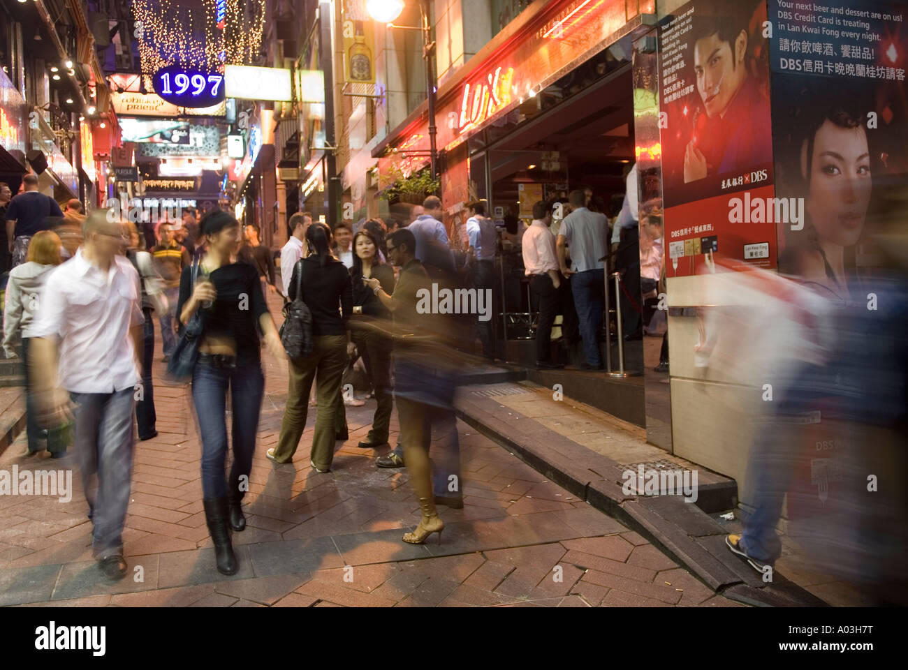 Lan Kwai Fong entertainment district Hong Kong Stock Photo Alamy