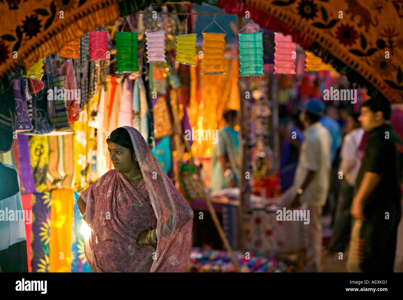 Saturday Evening Market, Baga, Goa, Panaji, India Stock Photo