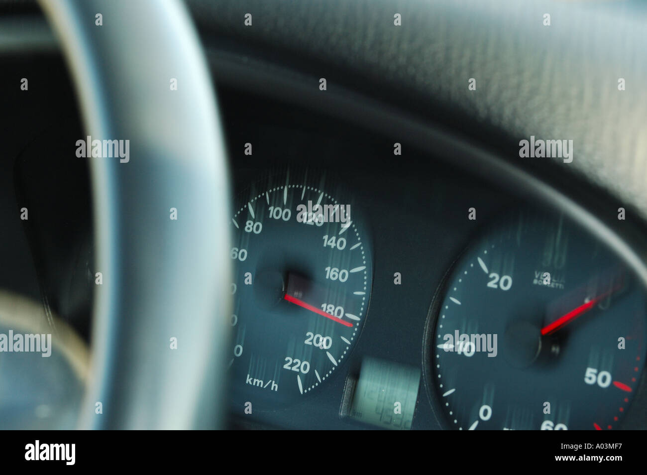 Speedometer at over 180 km h Stock Photo Alamy