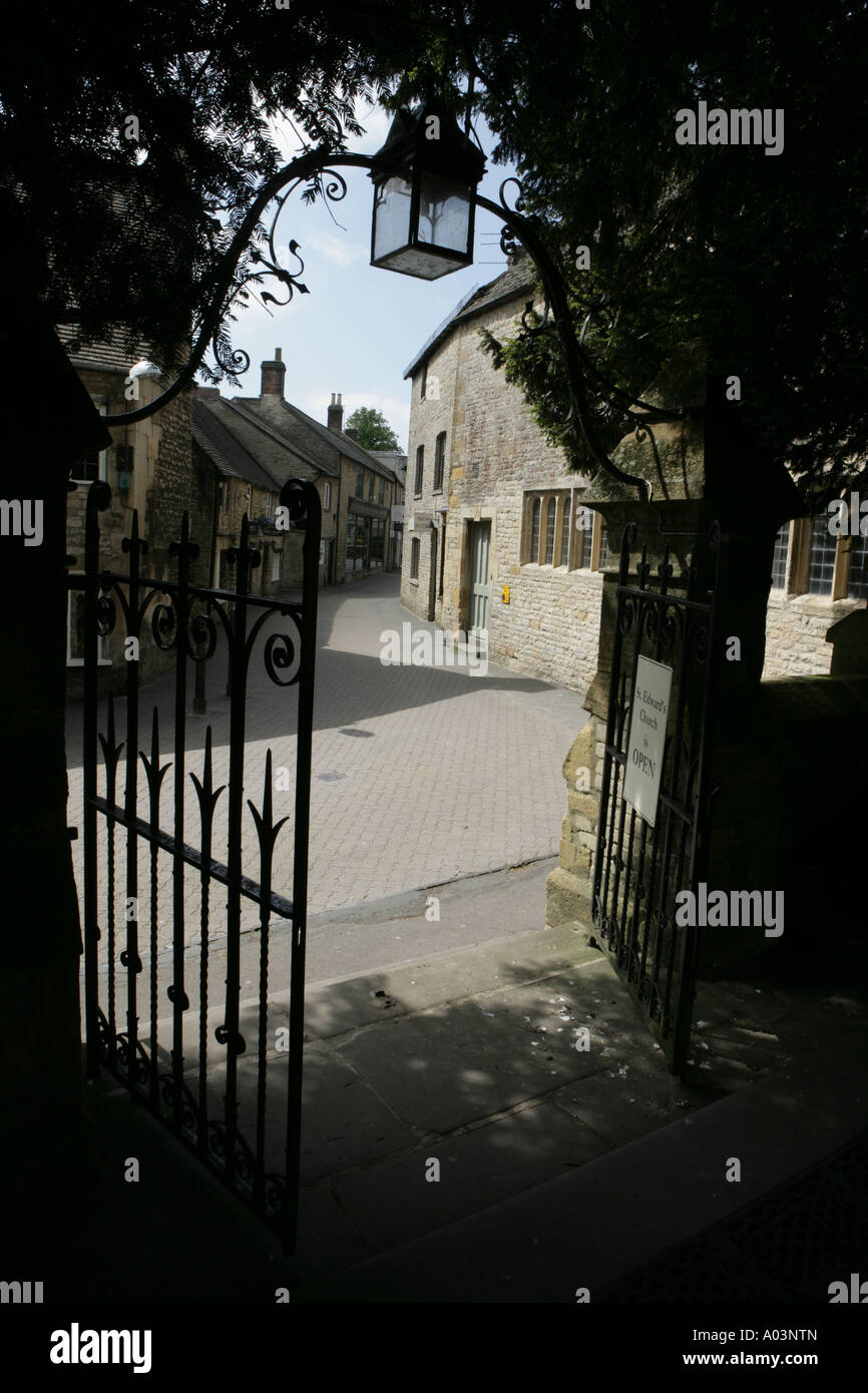 Way into the grave yard of the Parish church Stow on the Wold, Stock Photo