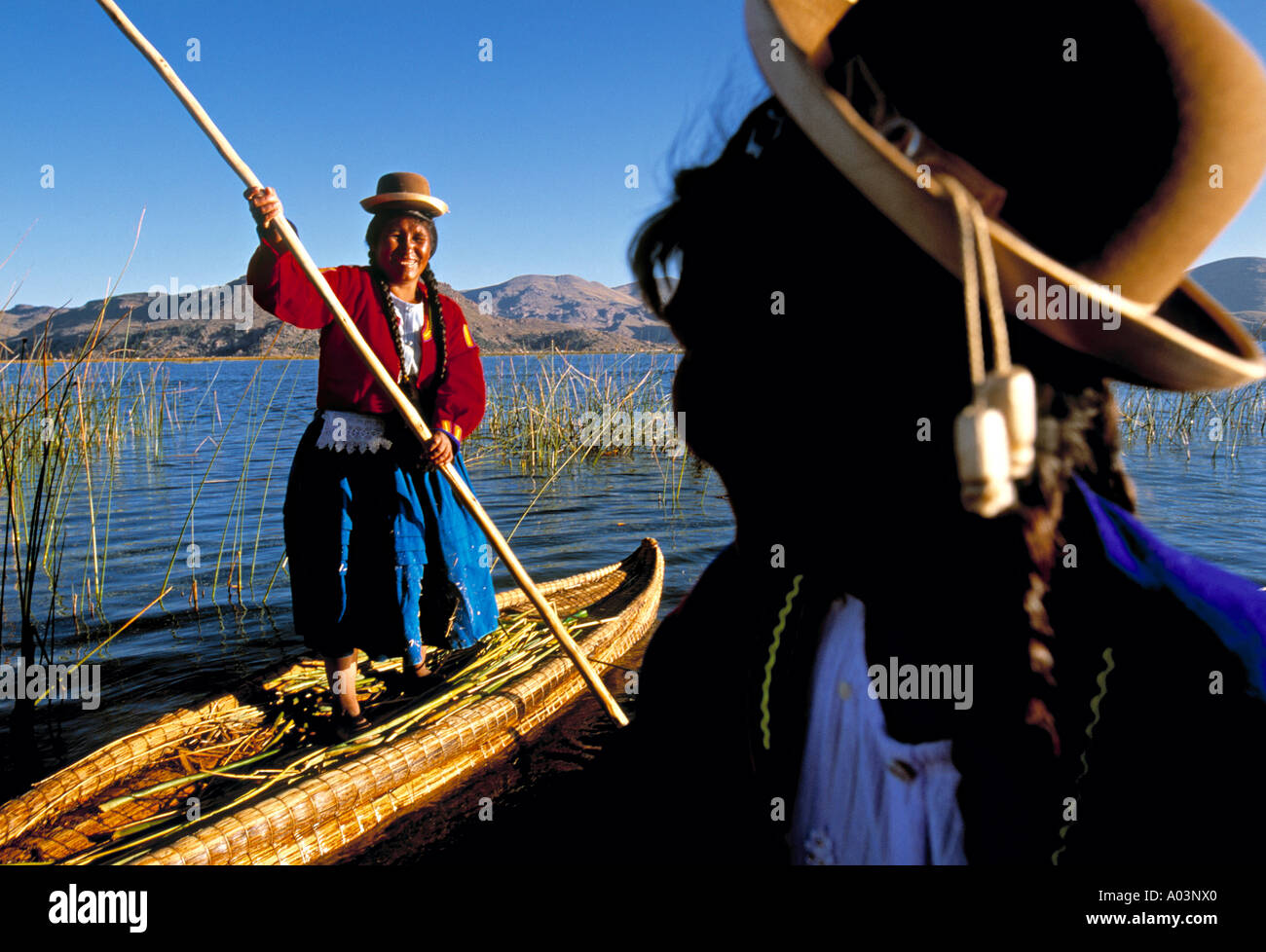 Islas Flotantes (Floating Reed Islands), Lake Titicaca, Peru Stock ...