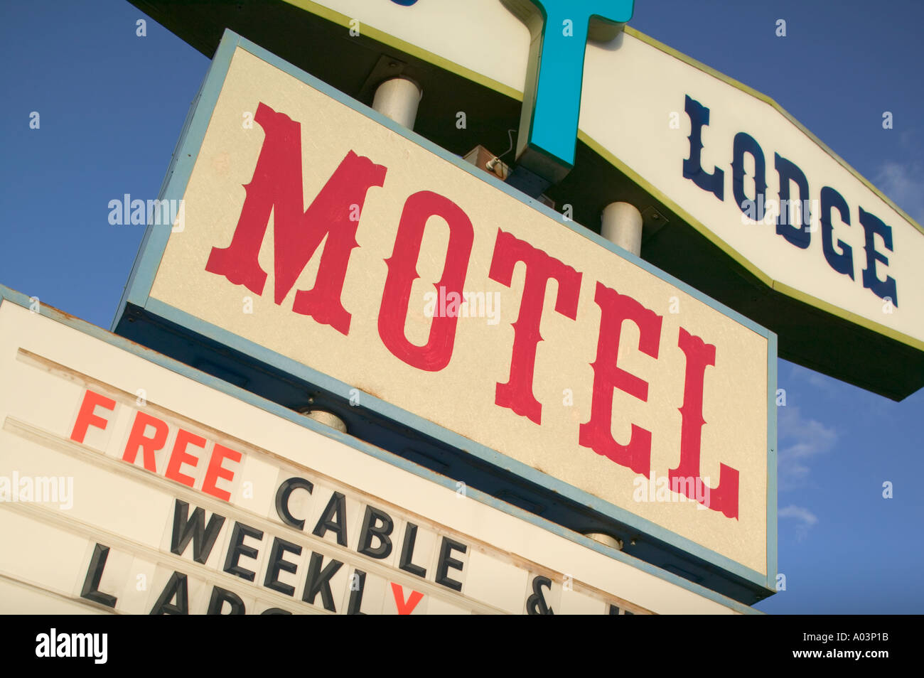 Motel sign in Santa Fe, New Mexico, USA. Stock Photo