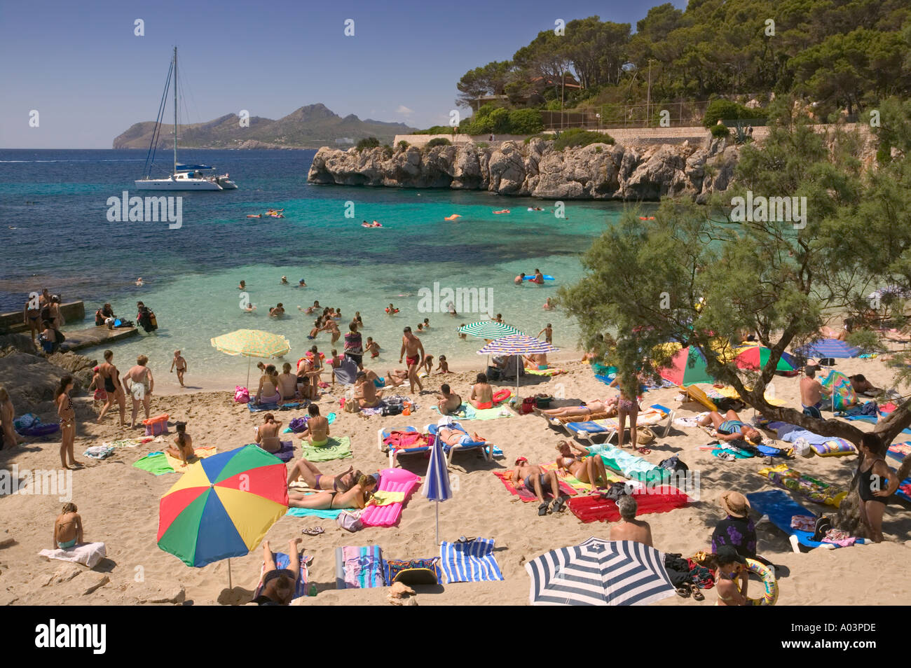 The beach at Cala Ratjada on Mallorca. Stock Photo