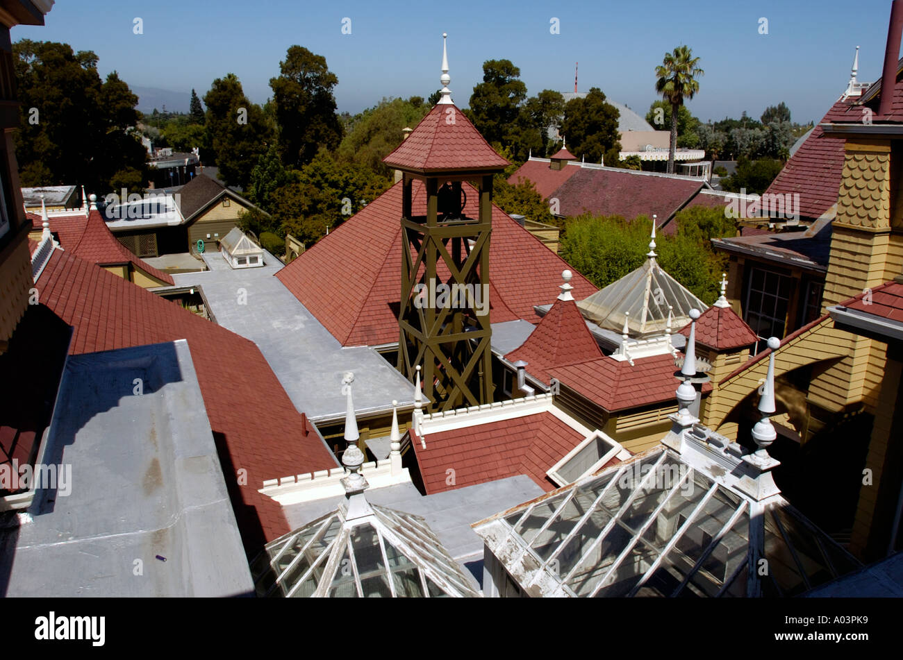 Outside view of rooftop of Winchester mystery house, San Jose, California, USA Stock Photo Alamy