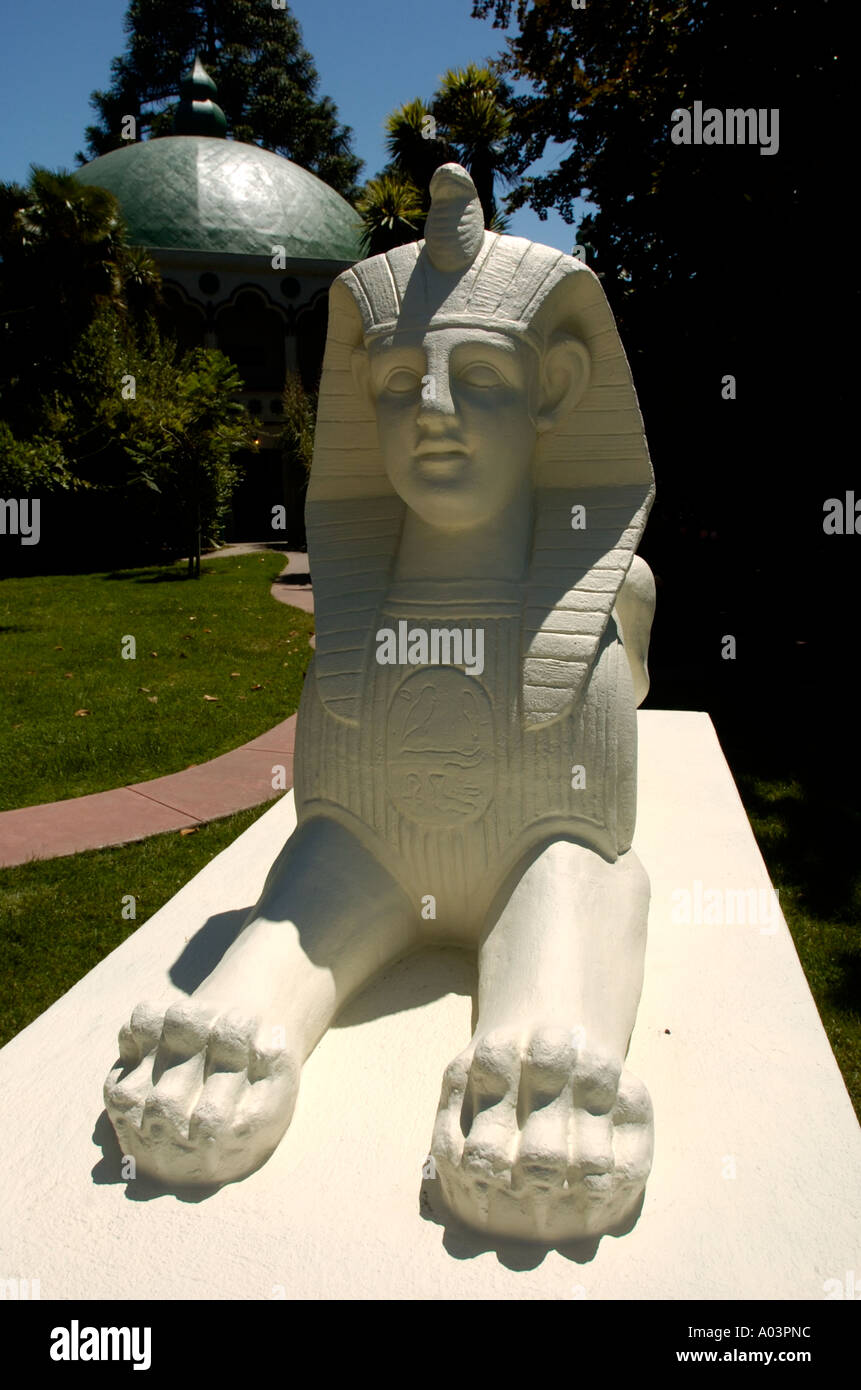 Sphinx statue in gardens at Egyptian museum in Rosicrucian park, San Jose, California, USA Stock