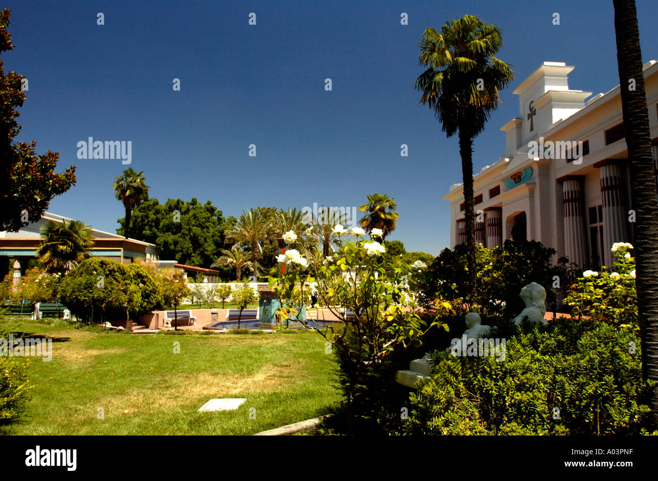 Courtyard of Egyptian museum in Rosicrucian park, San Jose, California, USA Stock Photo Alamy