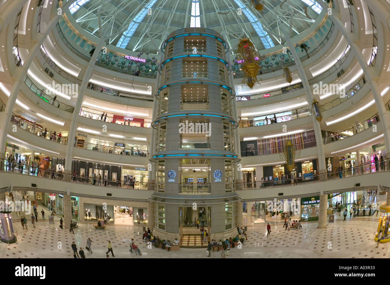 Interior of the Kuala Lumpur City Centre KLCC shopping arcade. Stock Photo