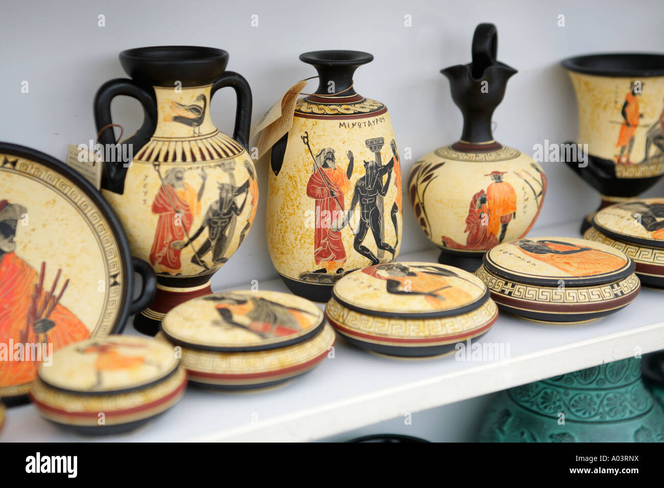souvenir vases at a shop near Knossos on the Greek Island of Crete Stock Photo Alamy