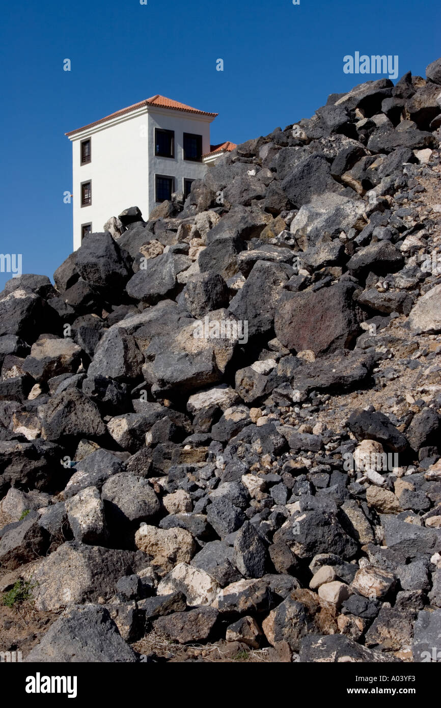 Barren volcanic landscape near Amarilla Bay Costa del Silencio in south Tenerife Canary Islands Stock Photo