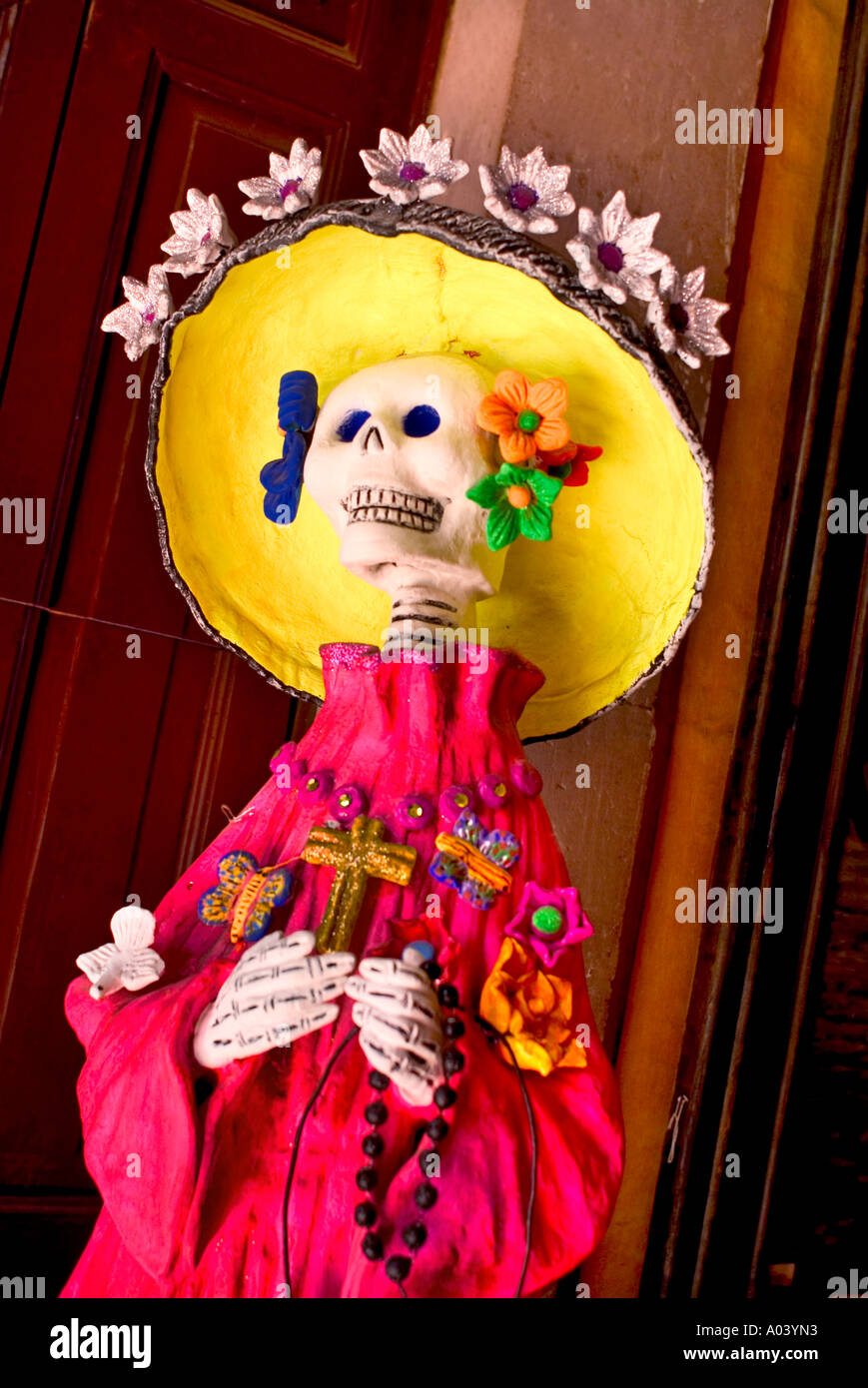 Colorful Day of the Dead Skeleton Mexico Stock Photo