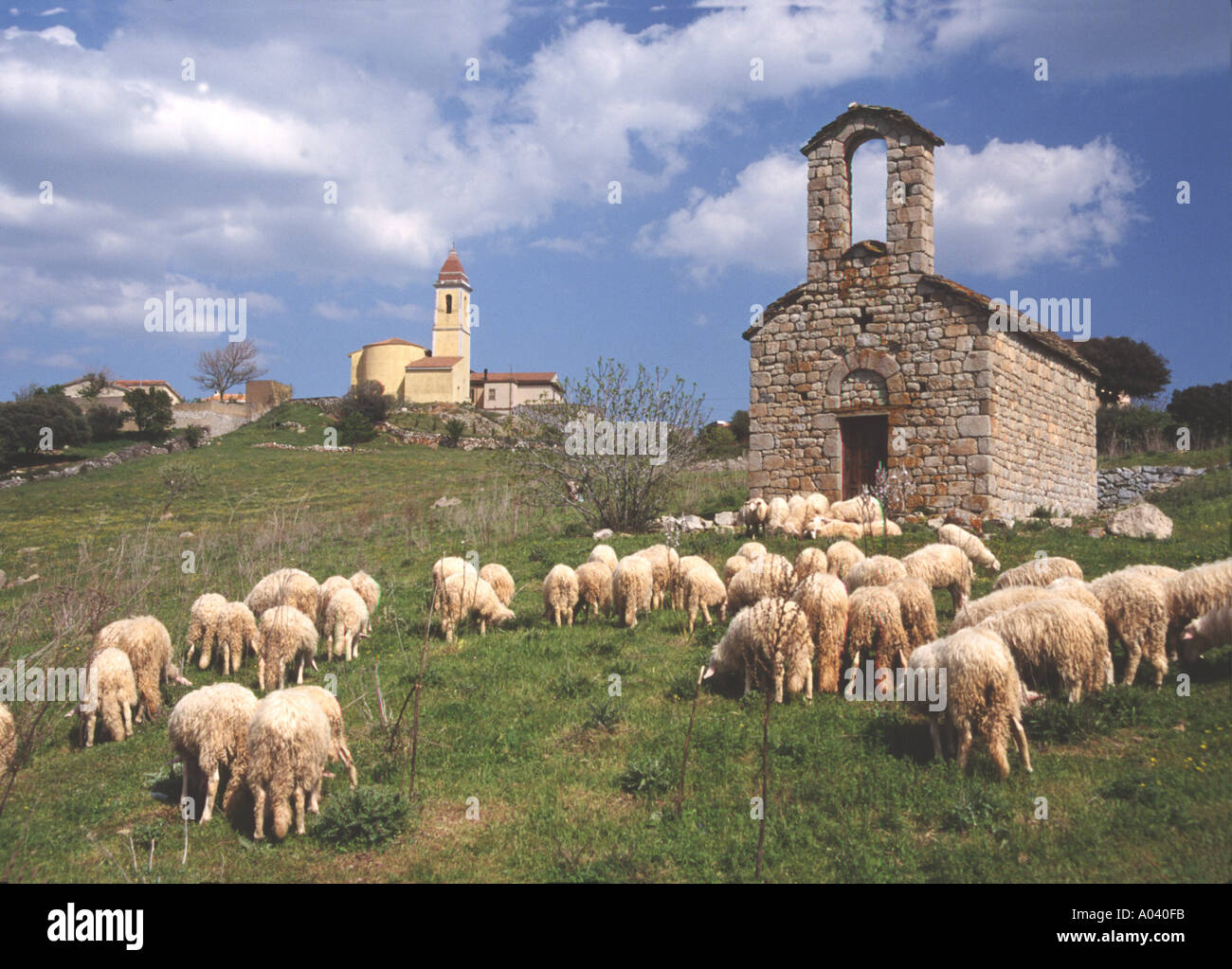 Italy/Sardinia  city of Onani  church Stock Photo