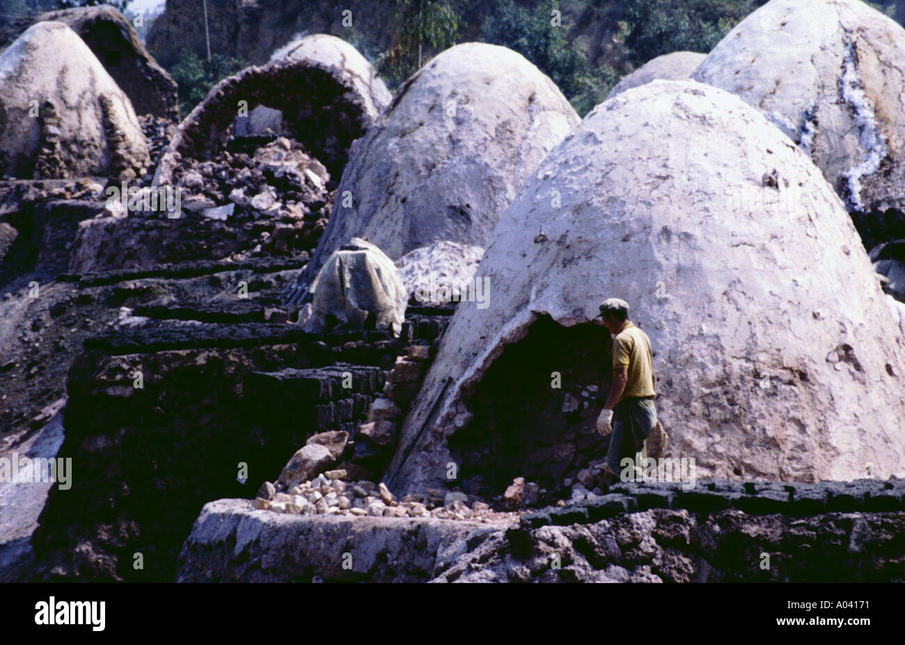 lime burning plant China Stock Photo Alamy