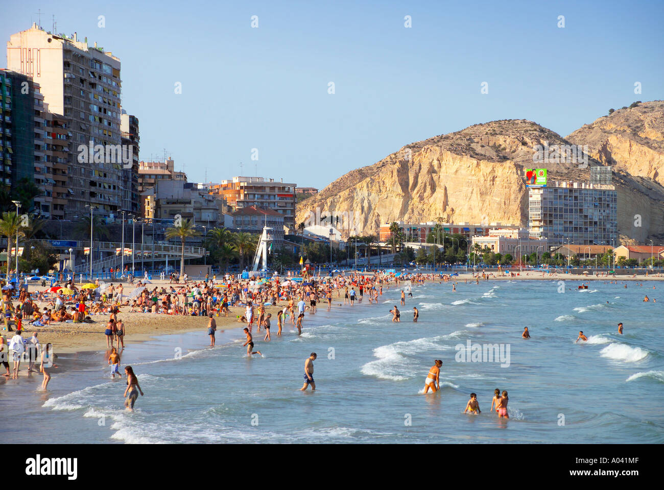 Playa del Postiguet, Alicante City, Costa Blanca, Spain Stock Photo