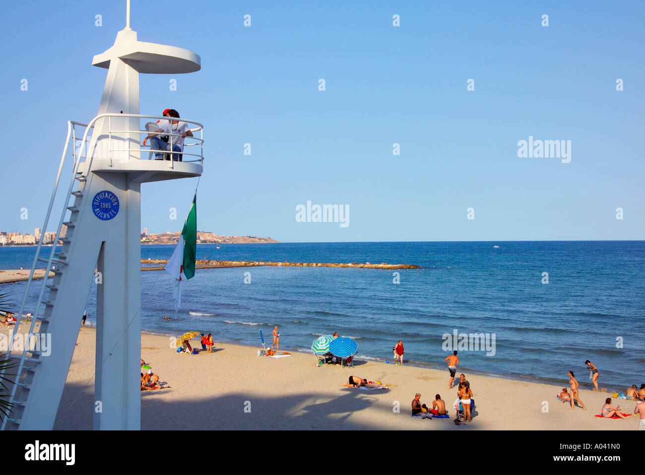 Playa del Postiguet, Alicante City, Costa Blanca, Spain Stock Photo