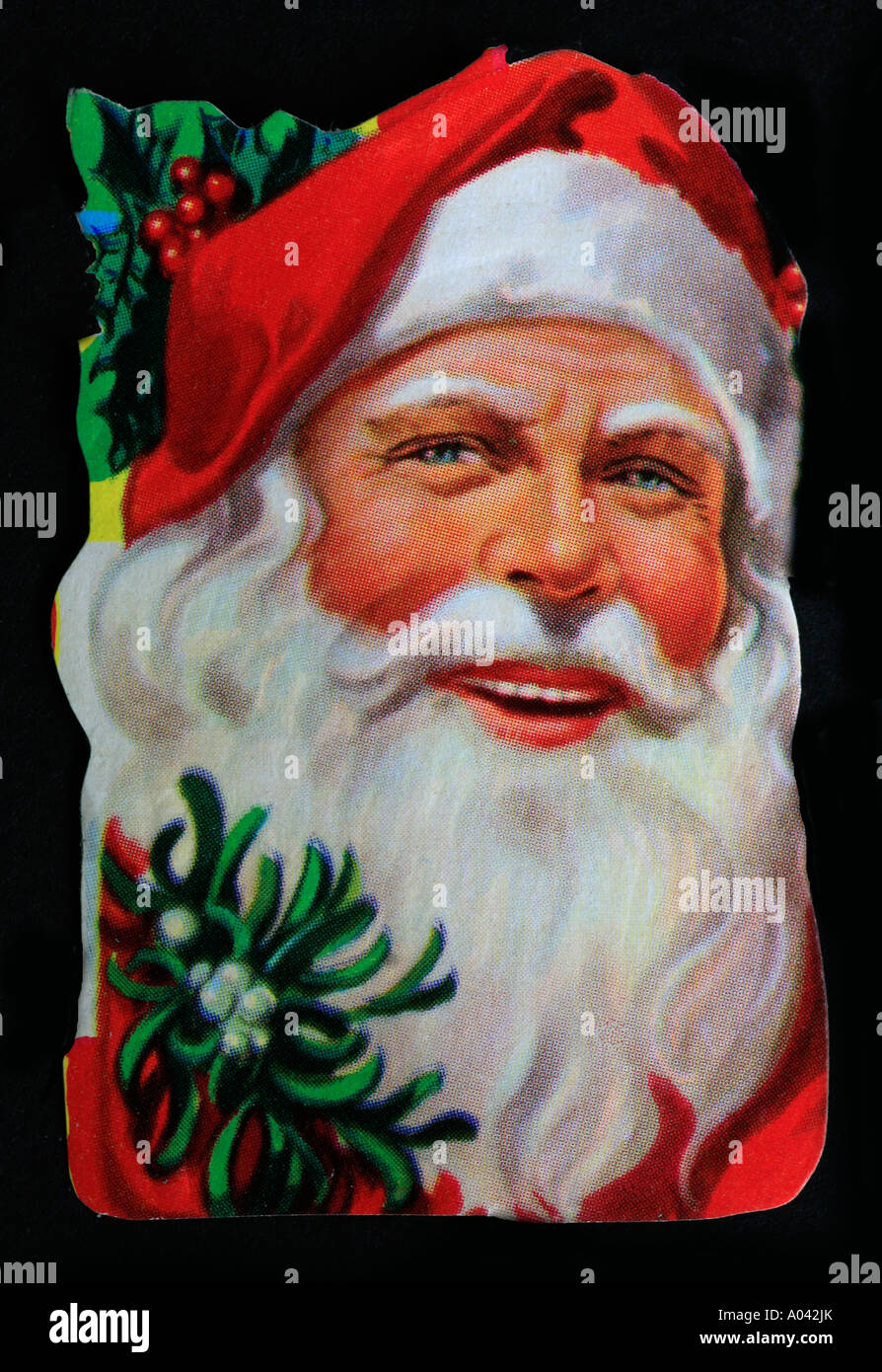 An old style English cut out sticker of Santa Claus Stock Photo