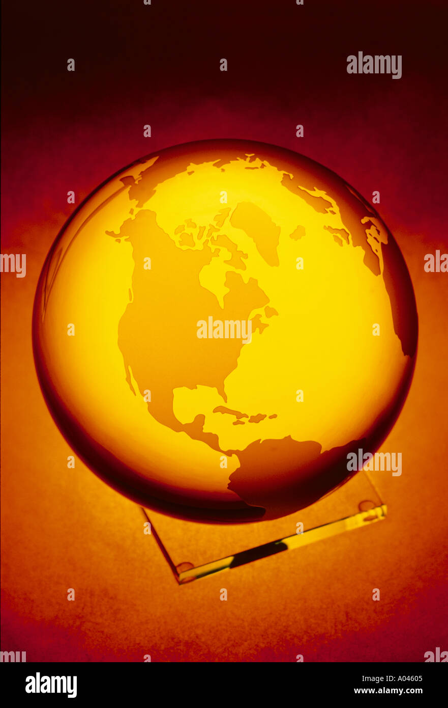 Globe crystal globe showing North America Stock Photo