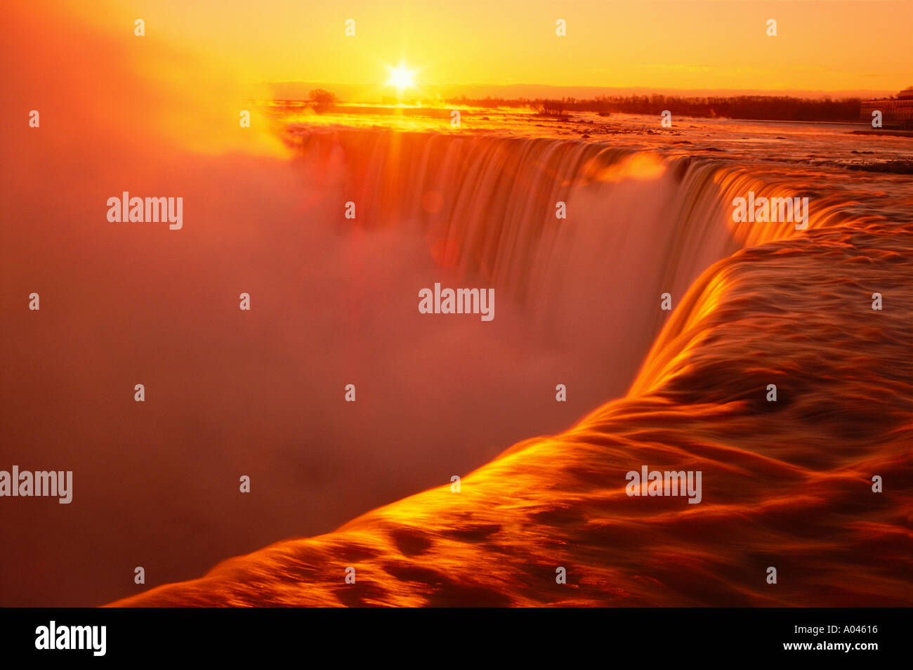 Canada Ontario Niagara Falls sunrise over Niagara Falls Stock Photo