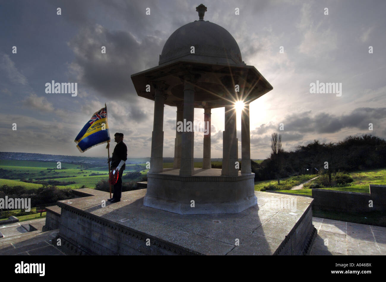 A British Legion veteran prepares for Remembrance Day and remembers the war dead. Stock Photo