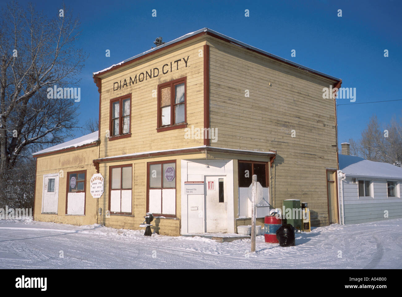 classic wooden prairie building in Diamond City Alberta Stock Photo Alamy