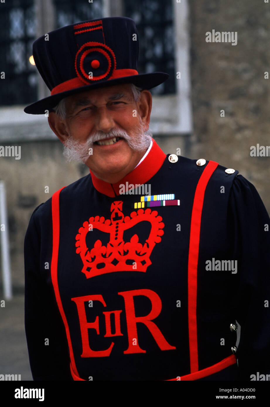 London England Beefeater in Costume at the Tower of London Stock Photo