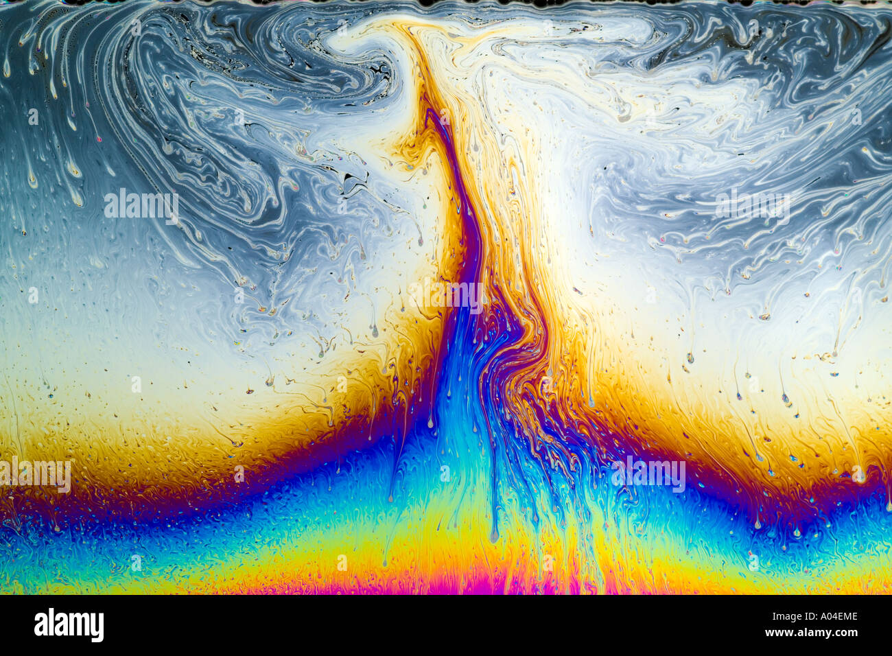 Colourful soap bubble film showing psychedelic colours of light ...