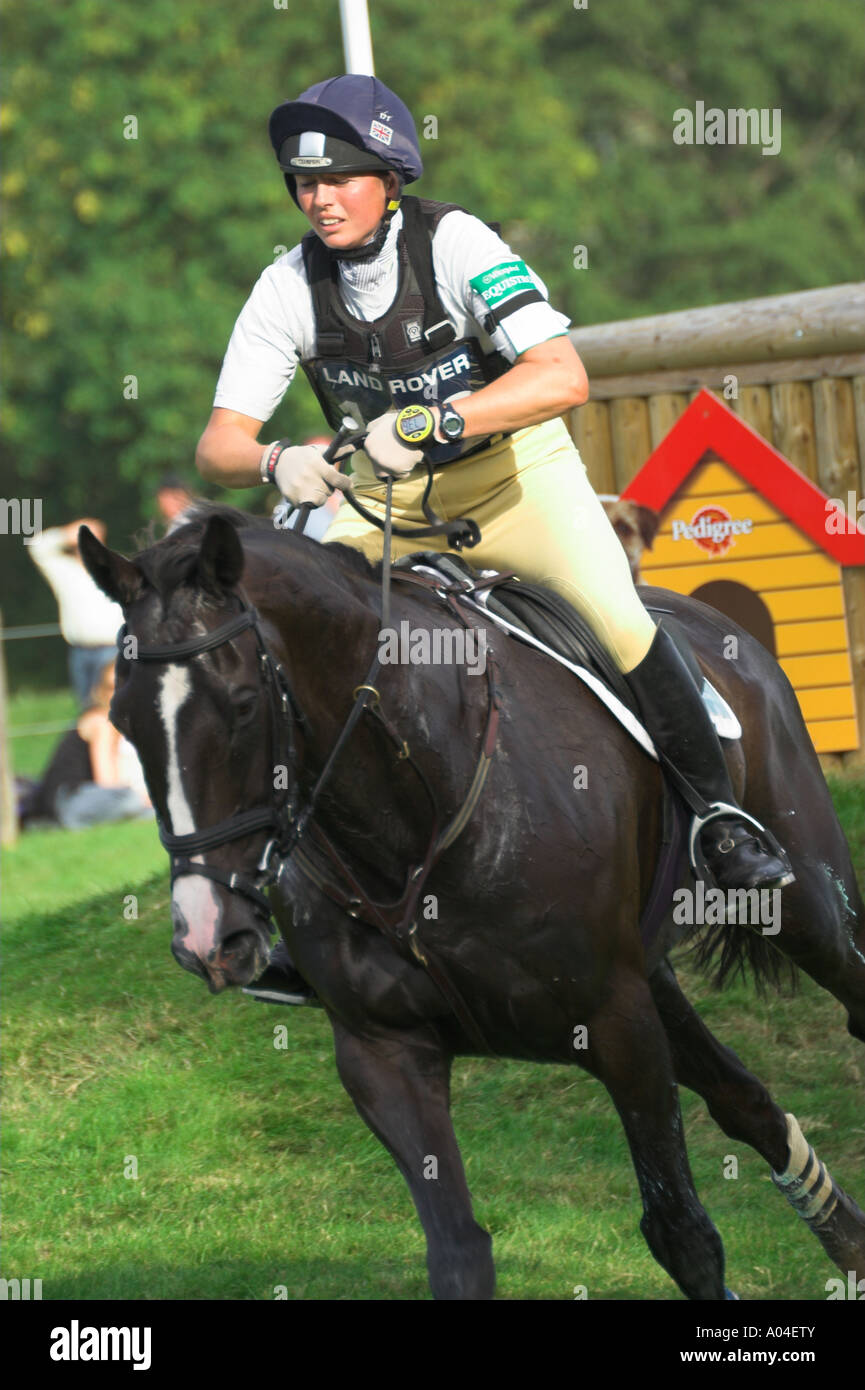 Three Day Event Rider taking part in the burgley international horse trials Stock Photo