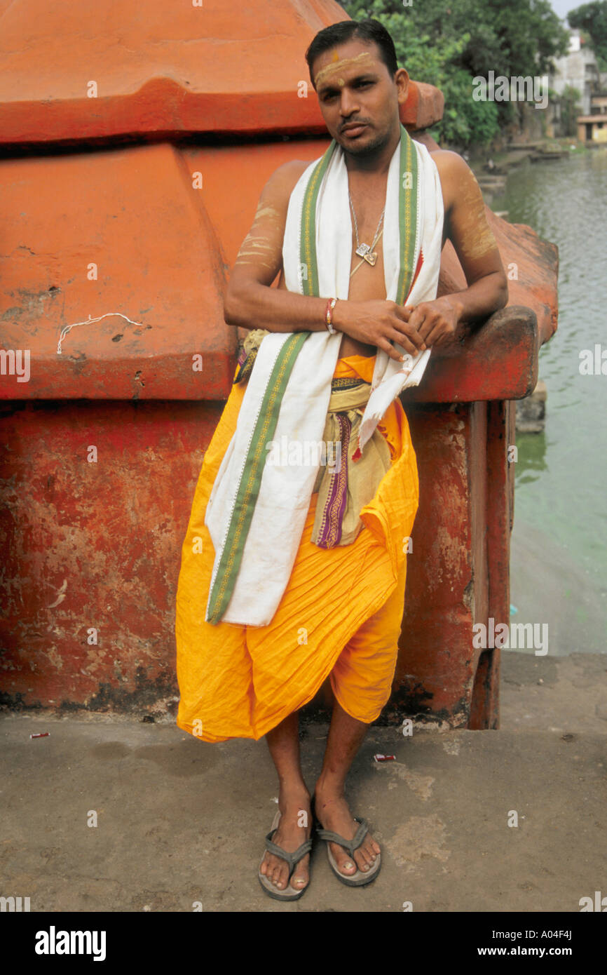India Orissa Bhubaneswar brahmin pilgrim Stock Photo