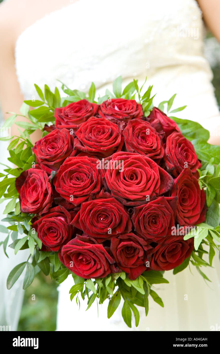 Red Roses Wedding Bouquet Stock Photo Alamy
