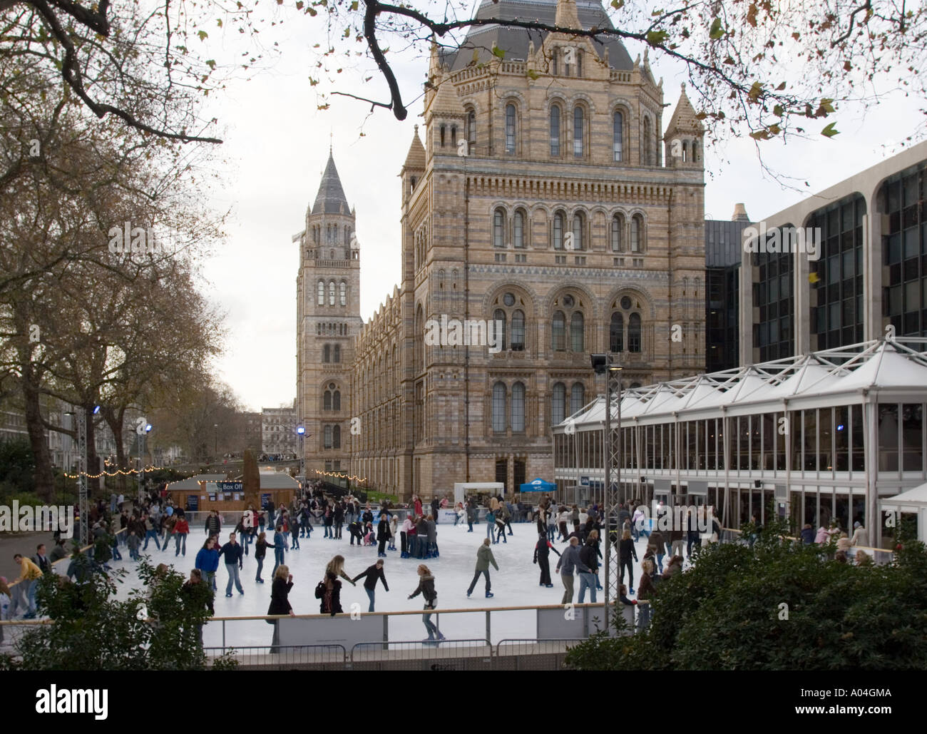 Ice Skating at Natural History Museum South Kensington London, during