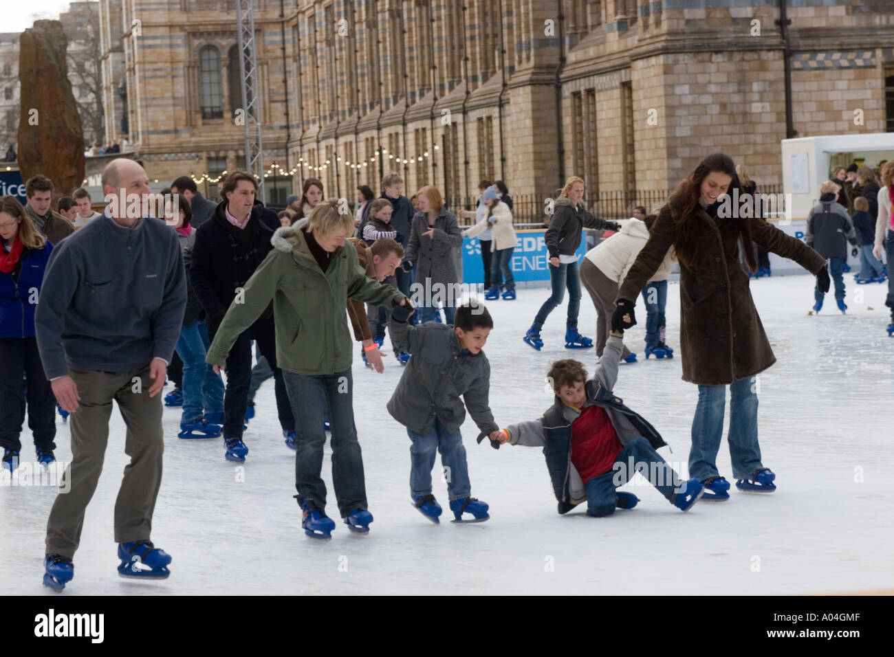 Ice Skating at Natural History Museum South Kensington London, during