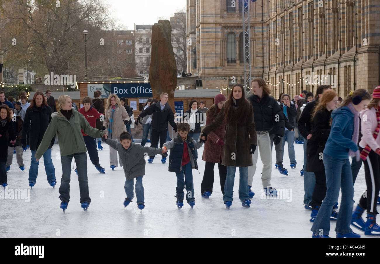 Ice Skating at Natural History Museum South Kensington London, during