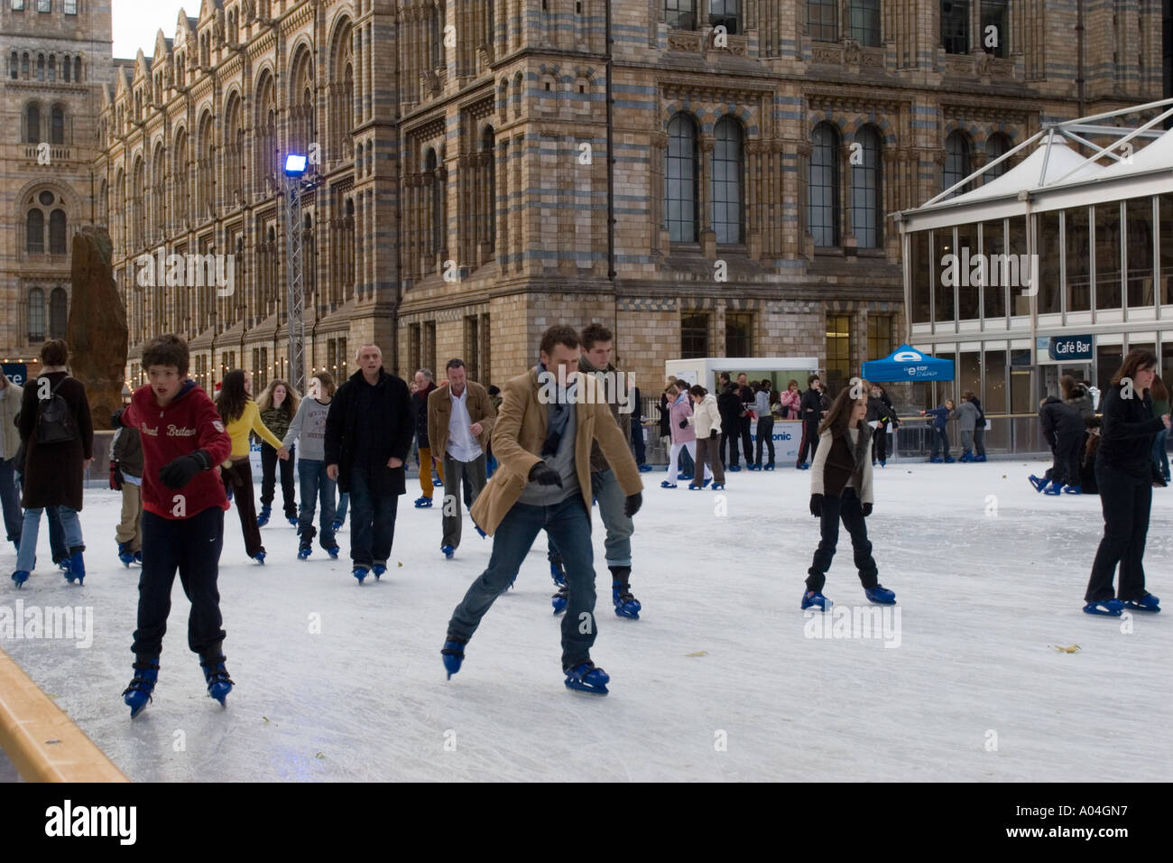 Ice Skating at Natural History Museum South Kensington London, during
