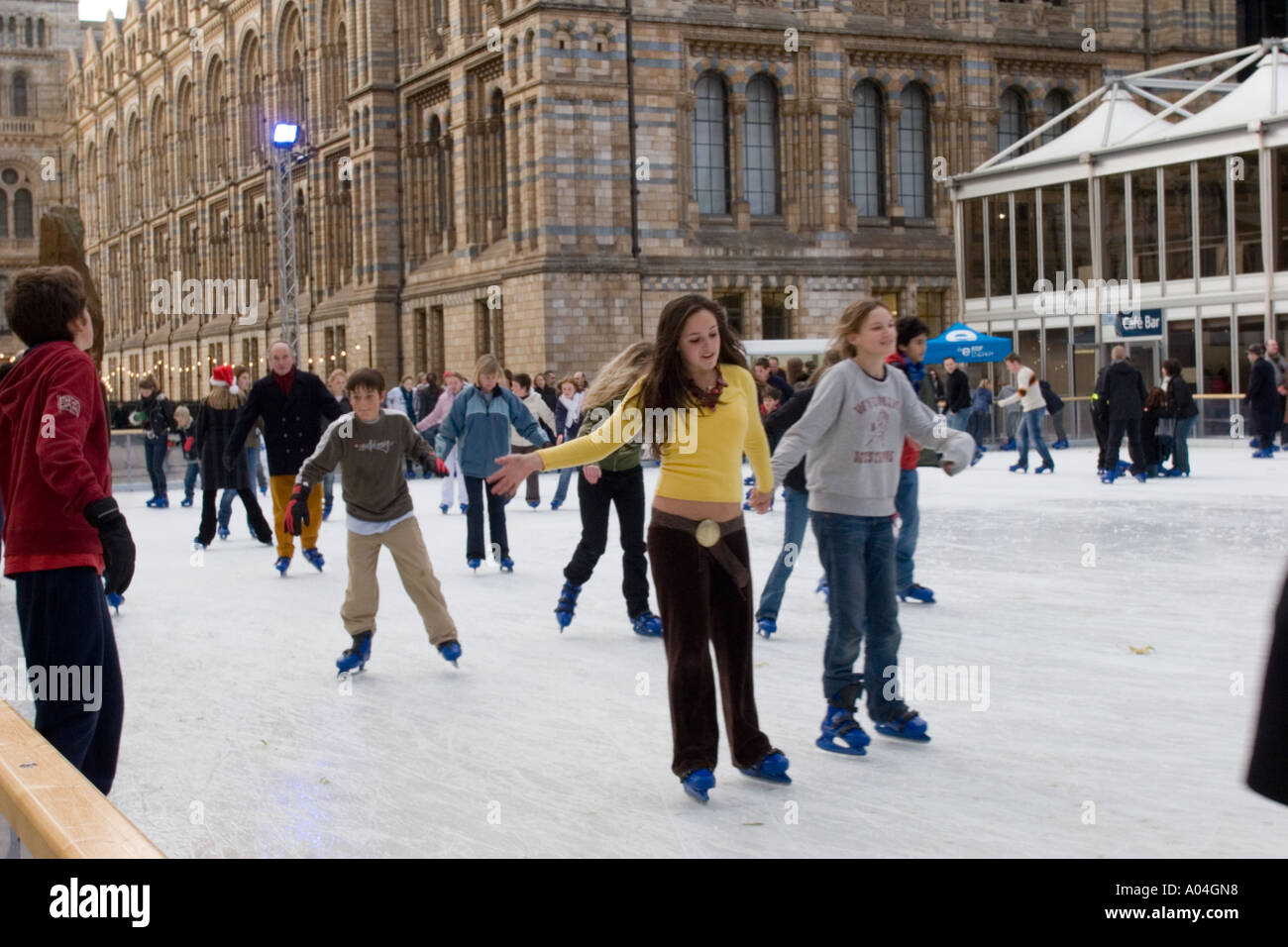 Ice Skating at Natural History Museum South Kensington London, during