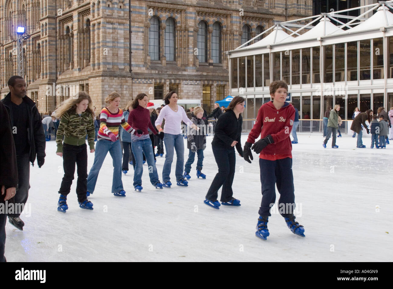 Ice Skating at Natural History Museum South Kensington London, during