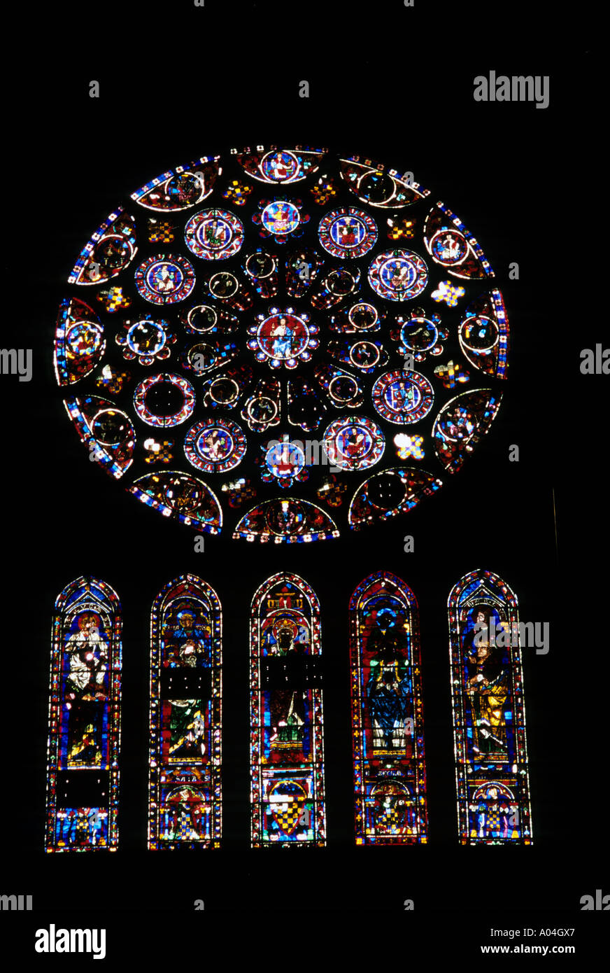 Chartres cathedral stained glass trancent window Stock Photo Alamy