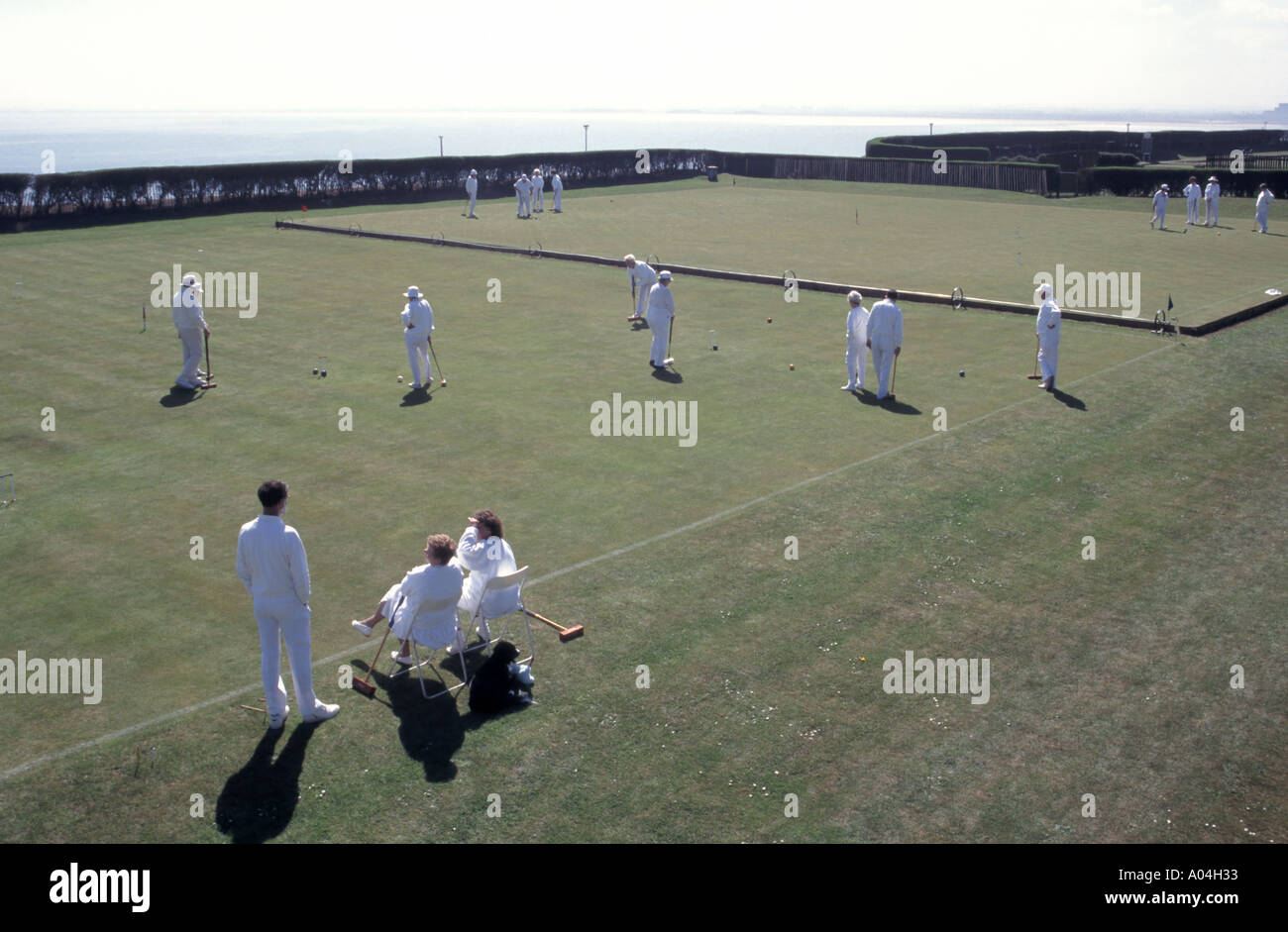 Ramsgate Croquet Club players taking part in games on several grass