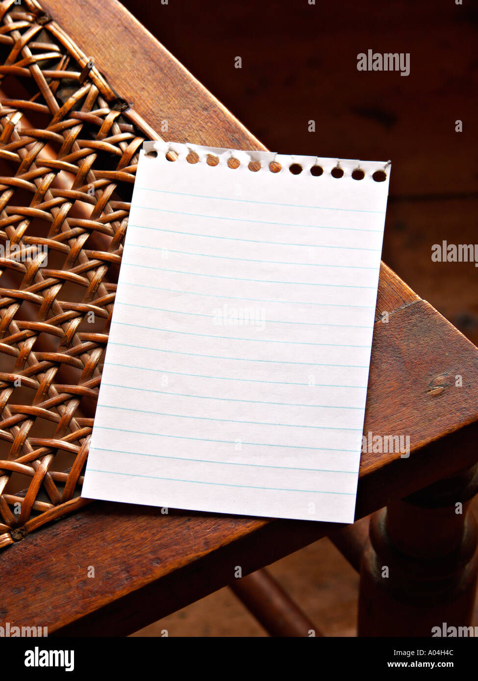 A blank list on a chair seat Stock Photo