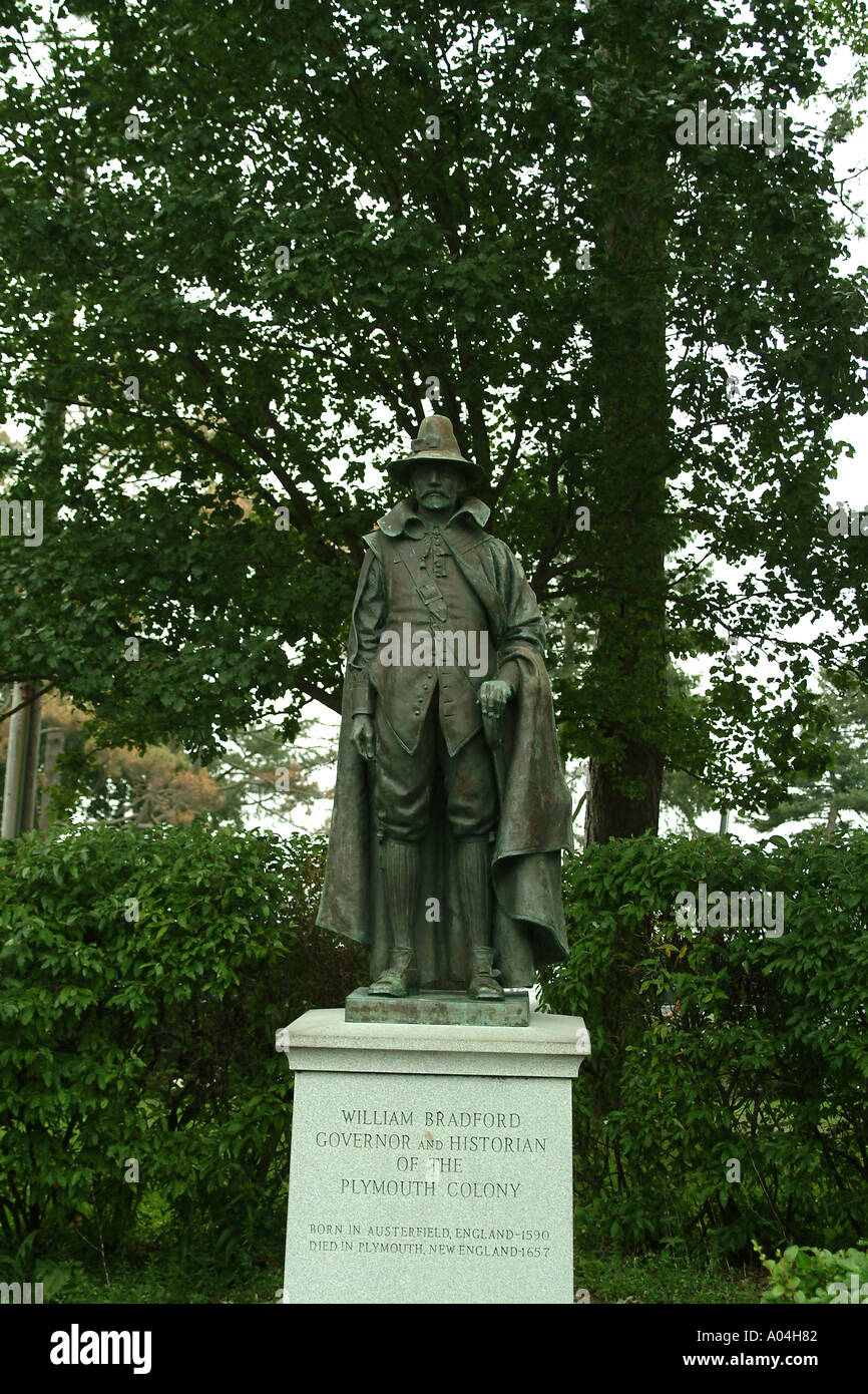 William Bradford Pilgrim Father statue, Plymouth Massachusetts MA USA Stock Photo