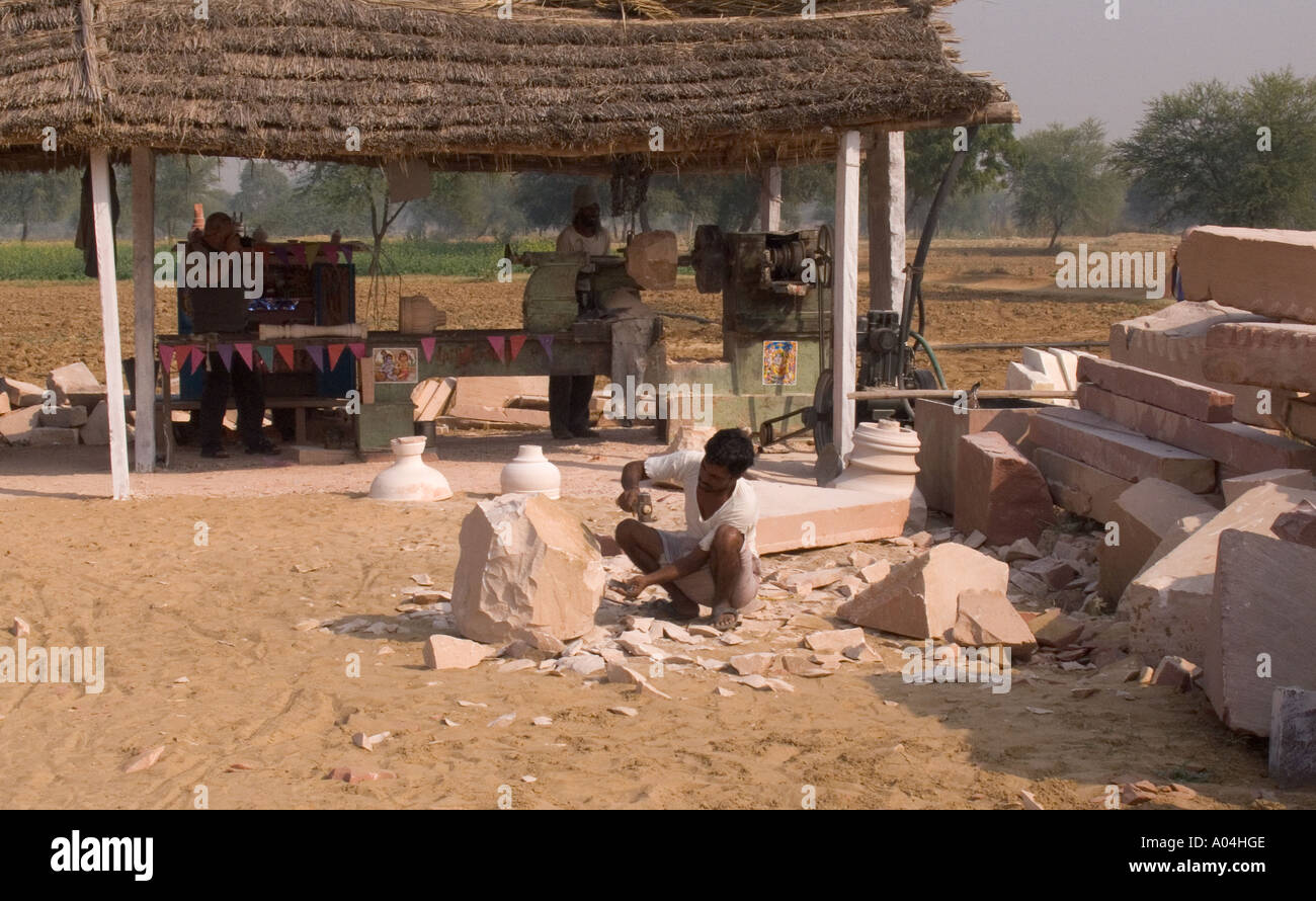 SIKANDRA RAJASTHAN INDIA November Stone mason working on a large block