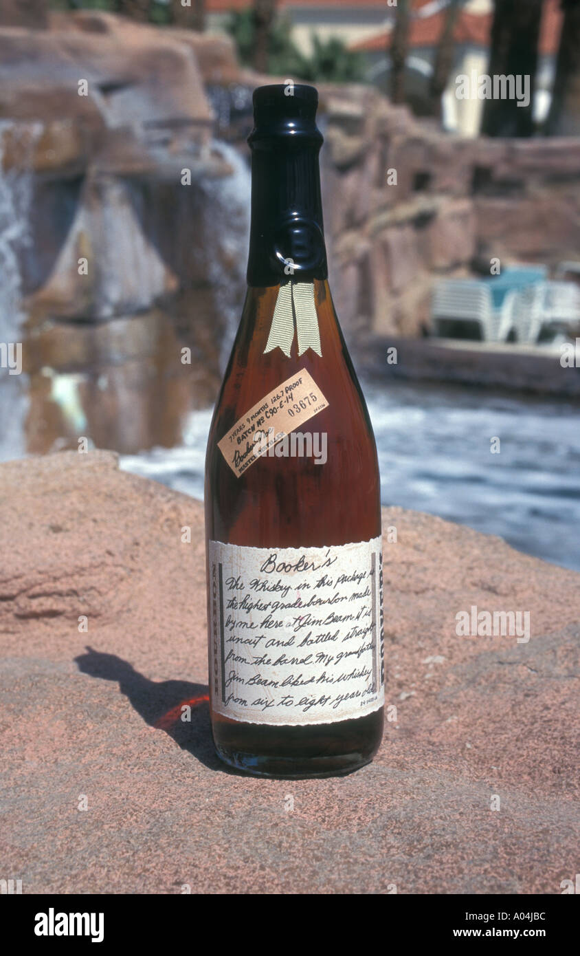 Bottle of aged Bourbon whiskey Stock Photo