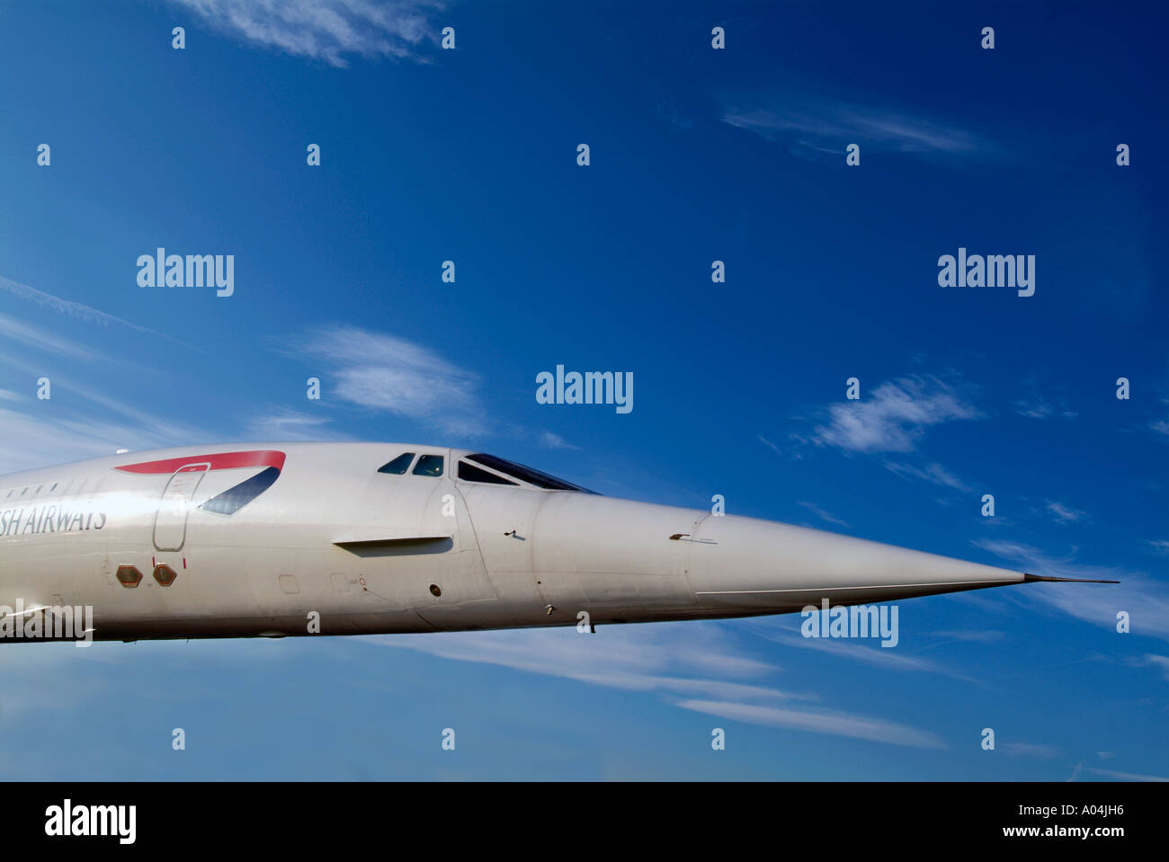 Concorde anglo french supersonic aircraft blue sky Stock Photo
