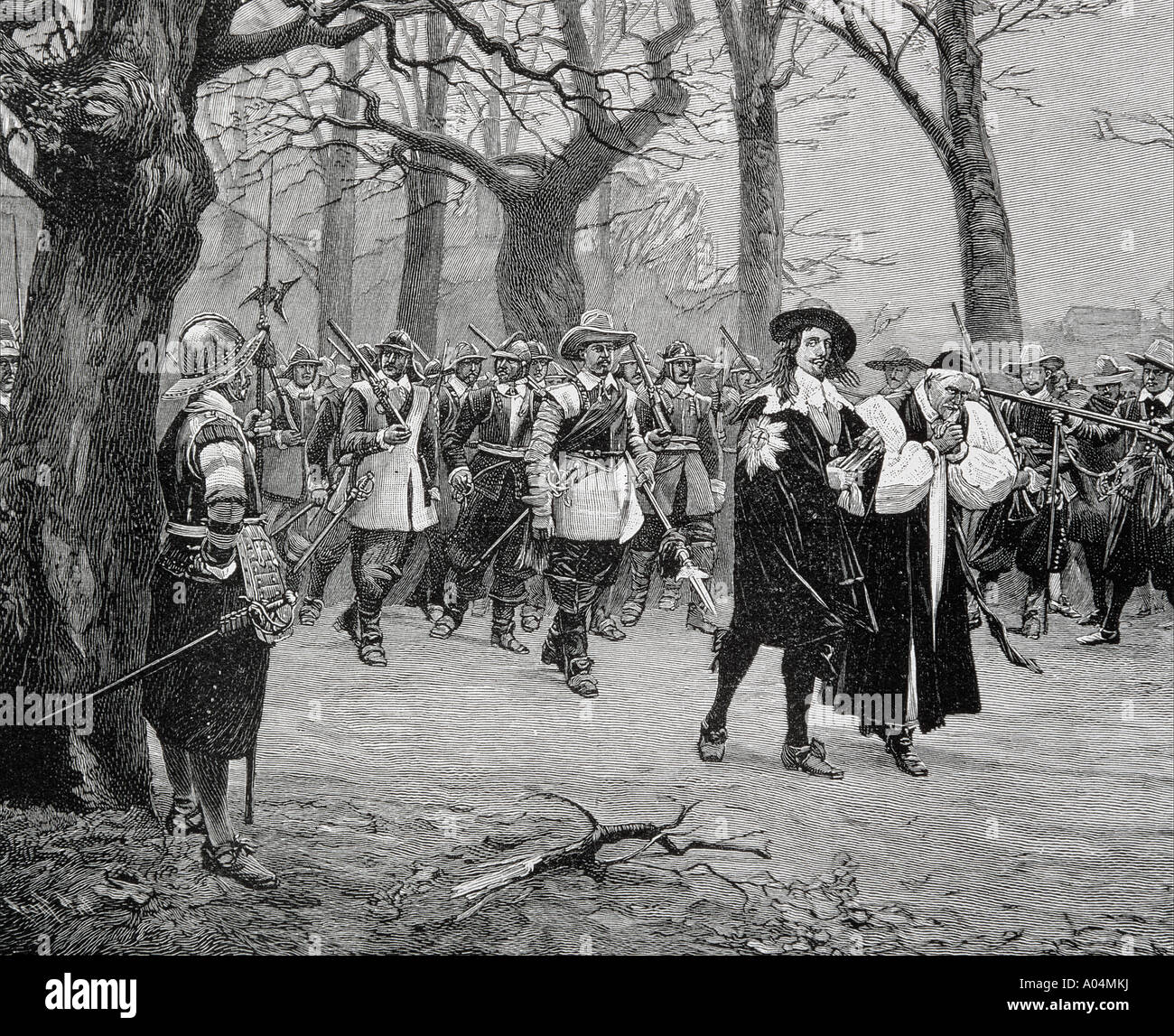 Charles I, King of England, 1600 - 1649. on his way to execution.  From the picture by Ernest Crofts Stock Photo