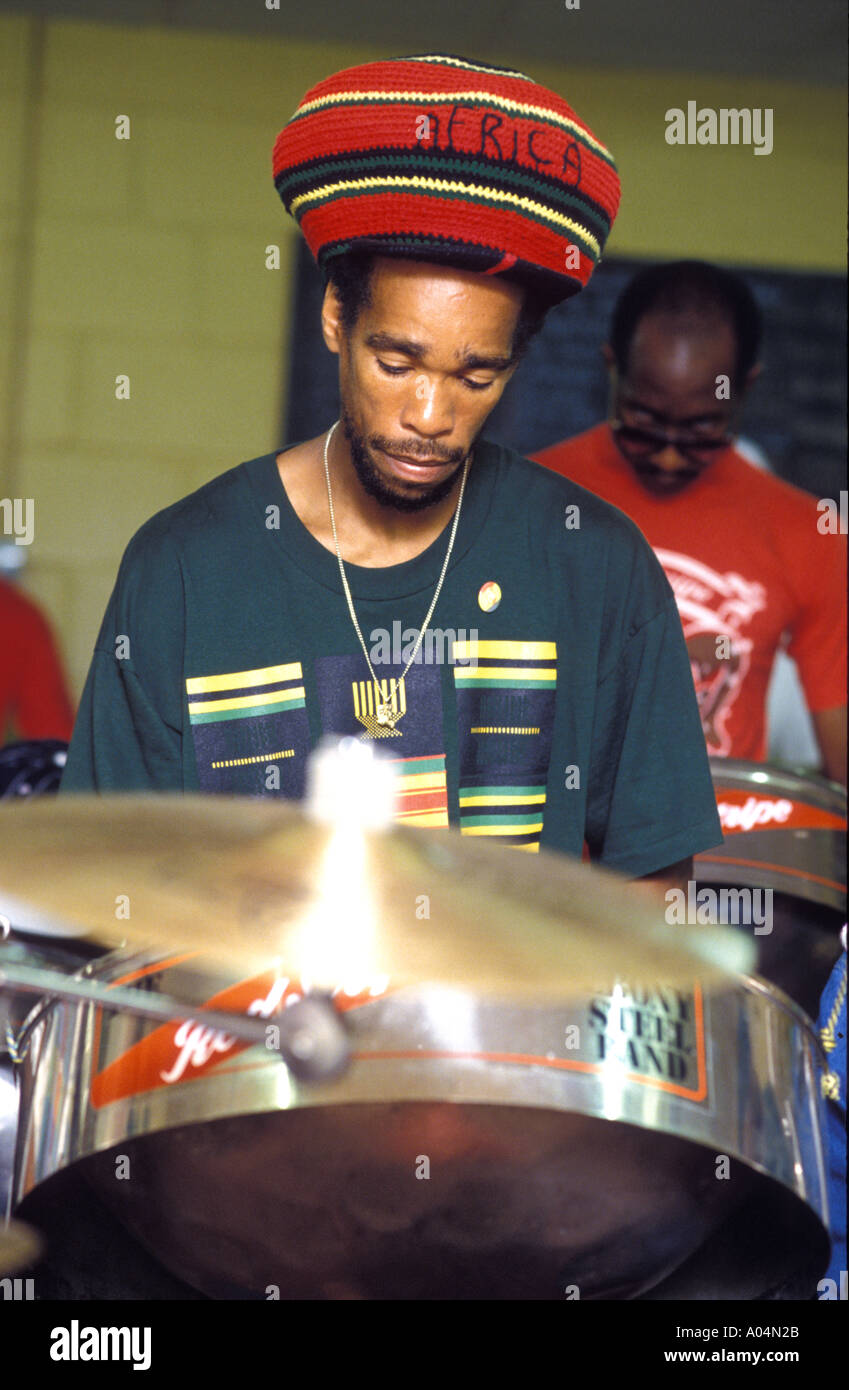 Children practicing steel drums before the Notting Hill annual Carnival