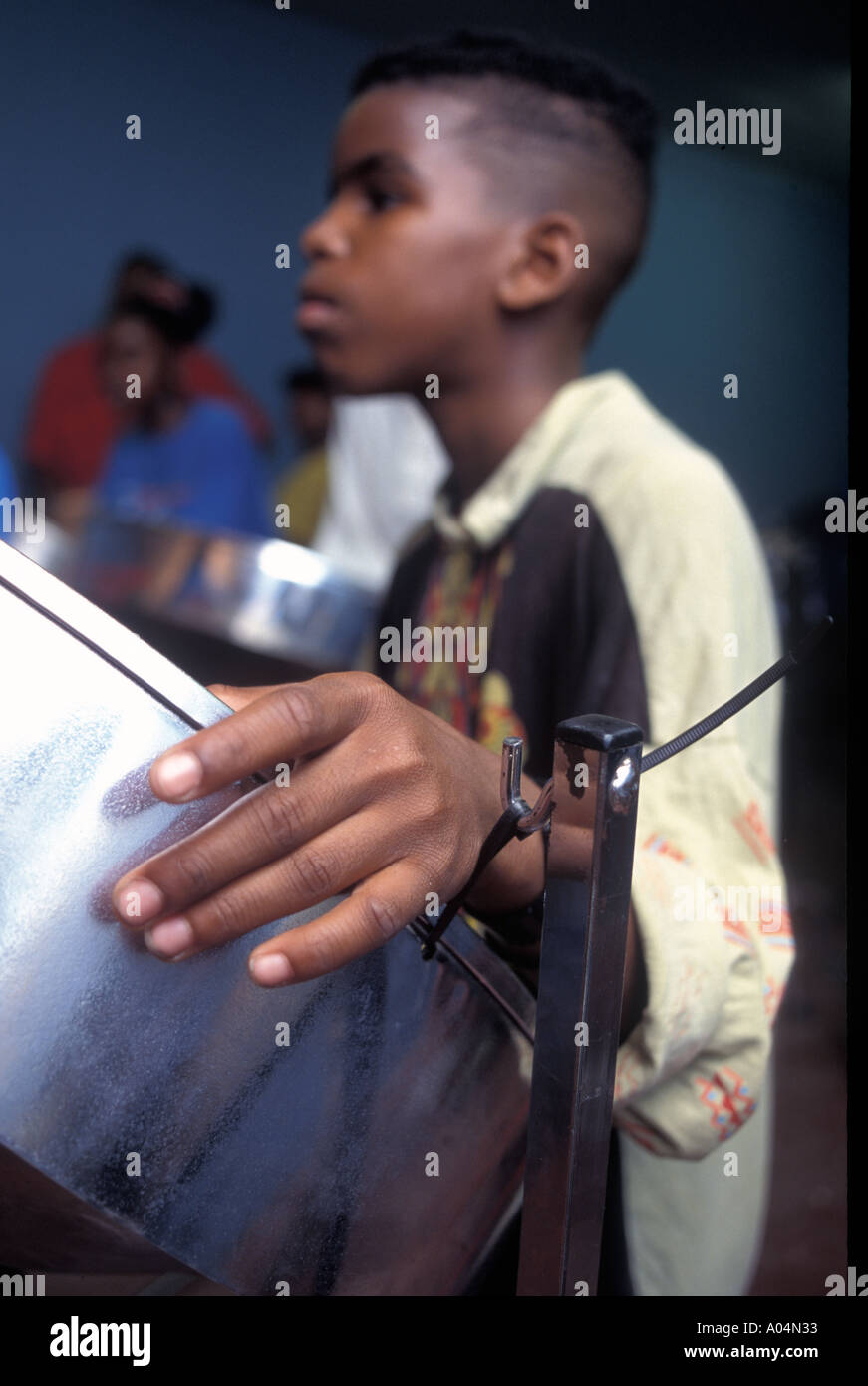 Children practicing steel drums before the Notting Hill annual Carnival