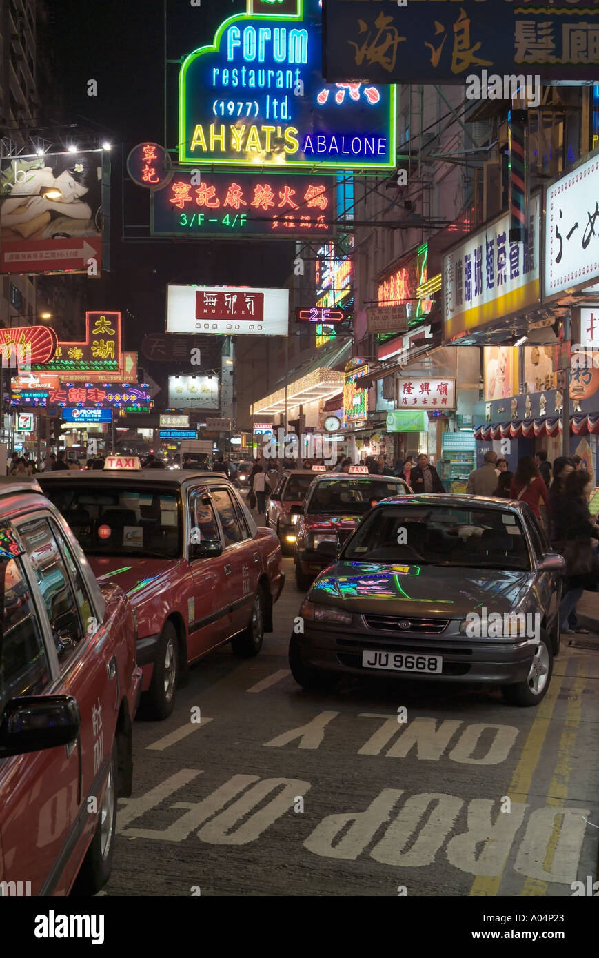 dh Lockhart Road CAUSEWAY BAY HONG KONG Taxis car and traffic jam night