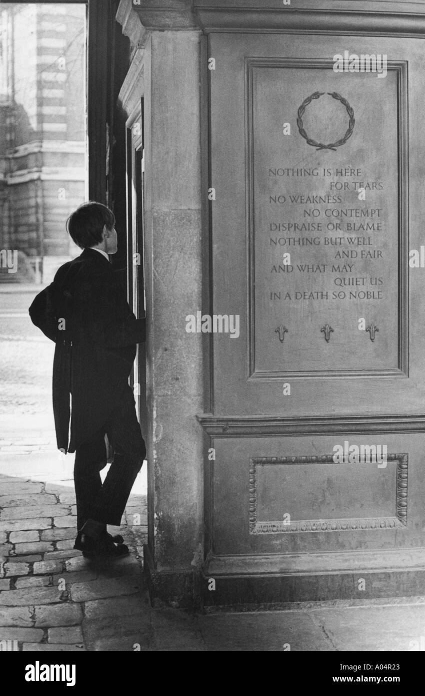 Young male student of Eton College outside the gates of the school in Windsor Stock Photo