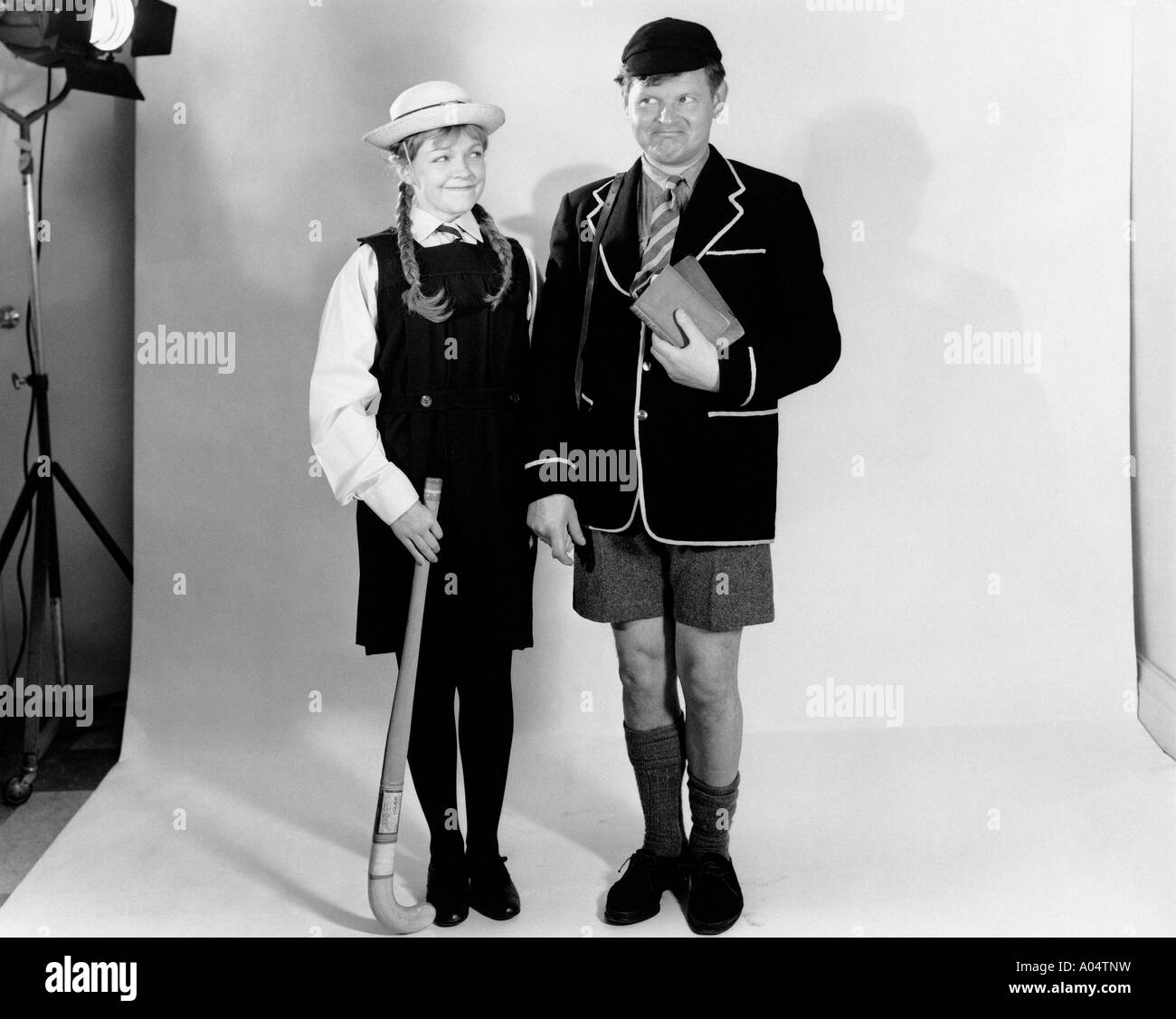 BENNY HILL UK comedian with Vivienne Martin on his TV show in 1960 Stock Photo