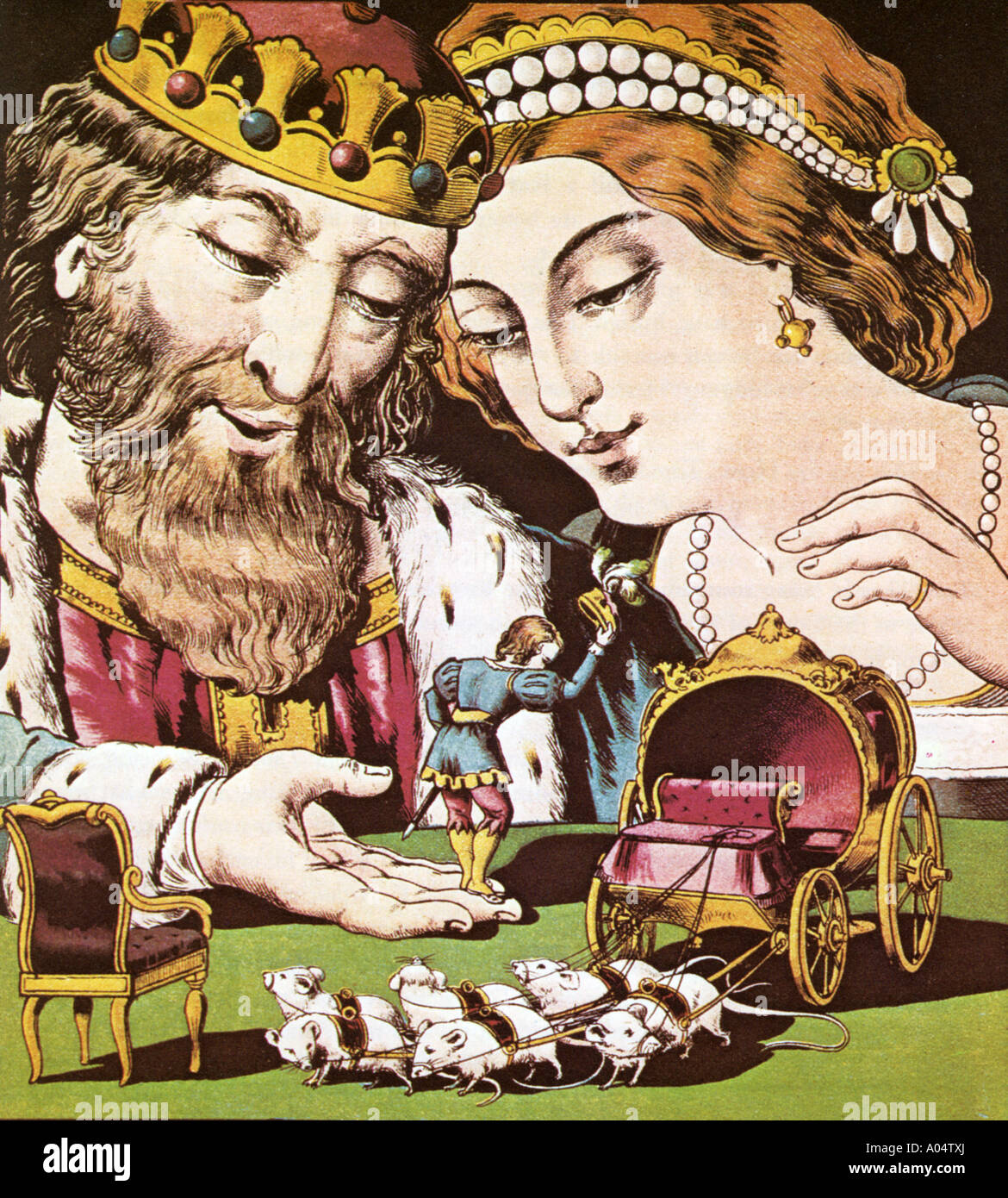 TOM THUMB  entertains the King and Queen from The History of Tom Thumb published in 1864 - see Description below Stock Photo