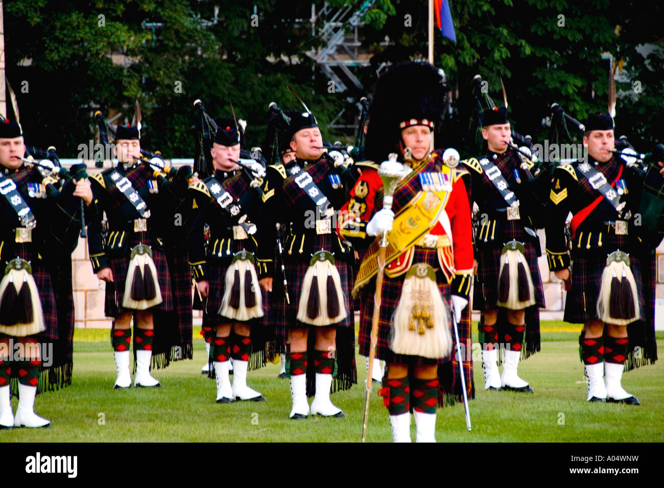 Pipes Drums band called the Royal Scots Dragoon Guards performing at