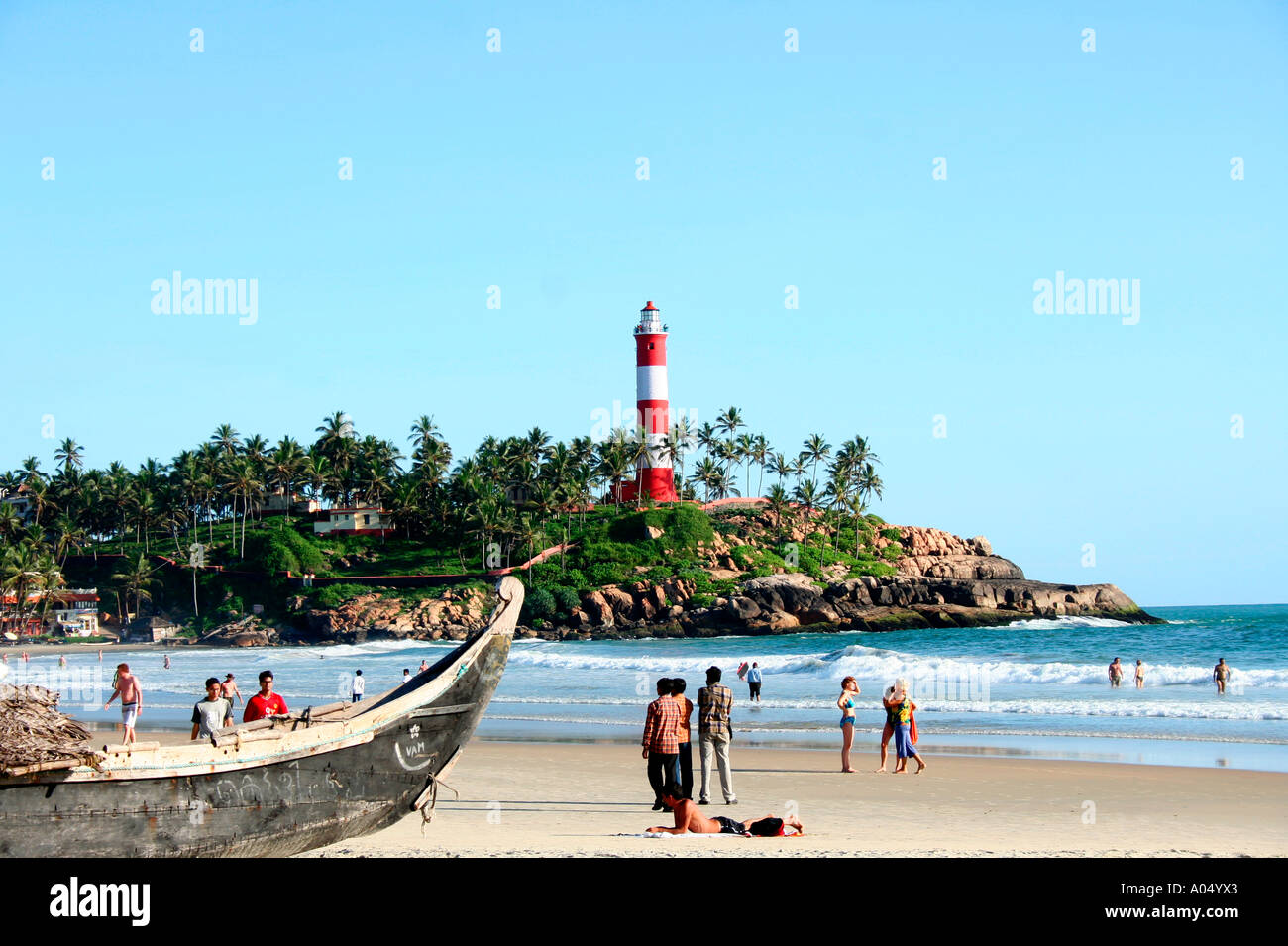 The lighthouse beach at Kovalam in Kerala Stock Photo Alamy